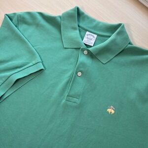 Brooks Brothers Polo Shirt Mens L Green Slim Fit Supima Cotton Performance Logo